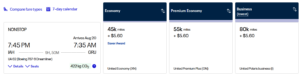 Houston to Sao Paulo in United business class for 80,000 miles