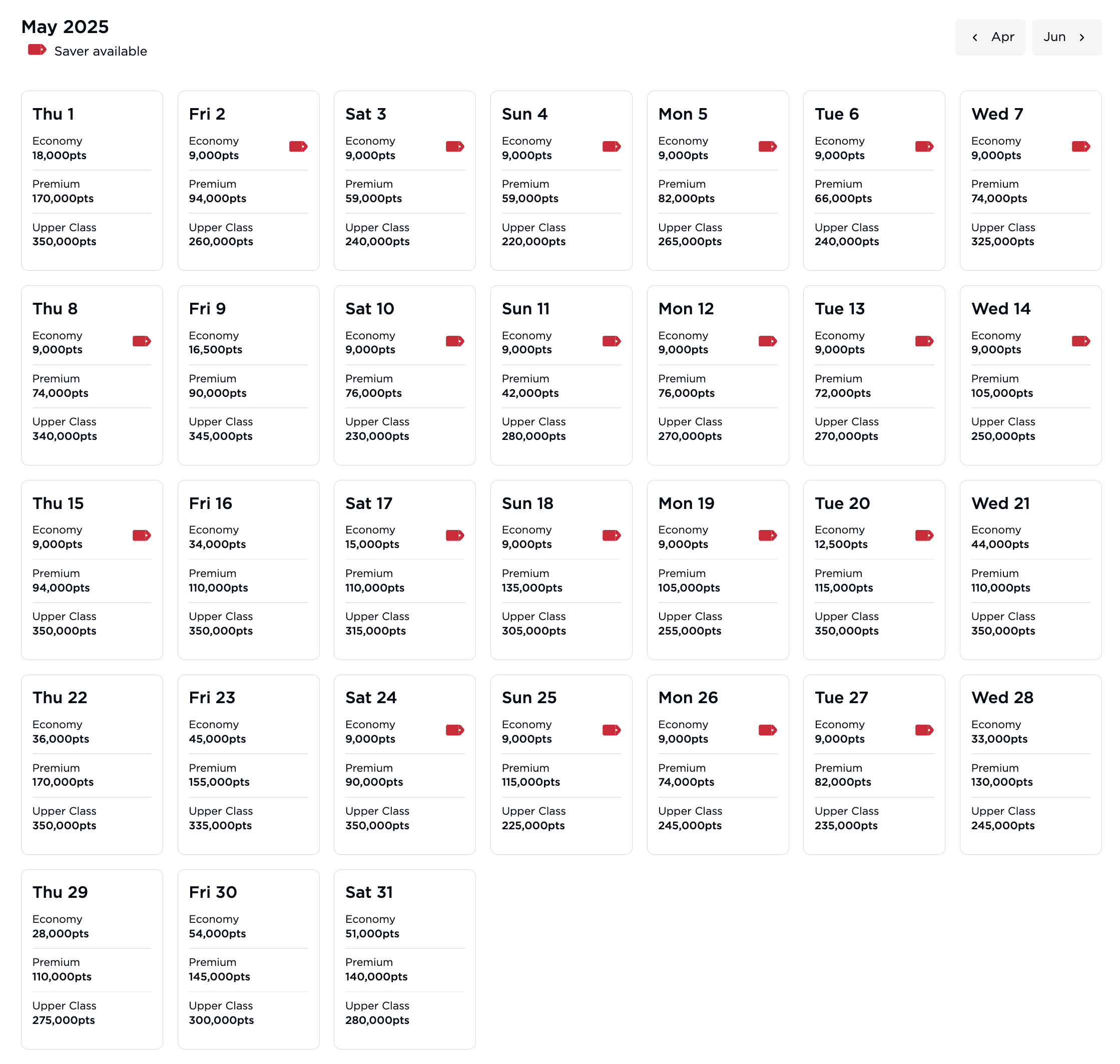 Virgin Reward seat checker results.
