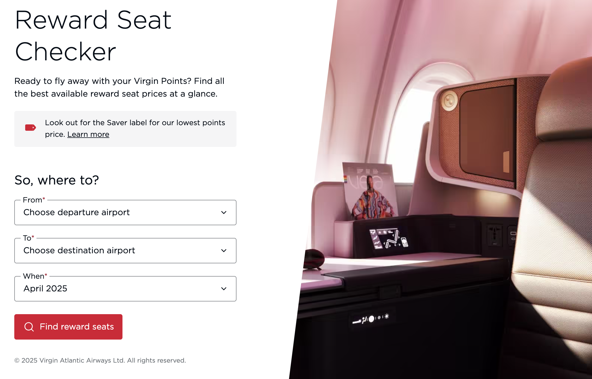 Virgin Reward seat checker