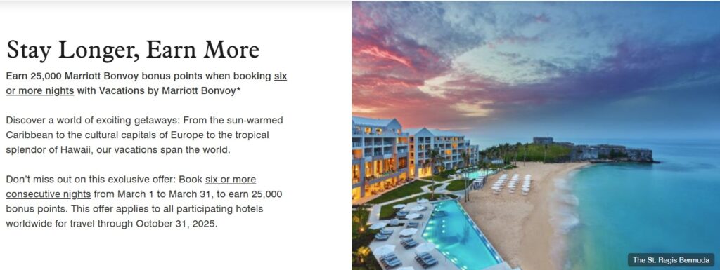 Vacations by Marriott 25,000 Points March 2025 Promotion