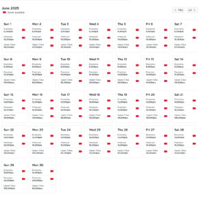 Virgin Reward seat checker results.