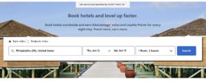 Searching AA Hotels for stays - select location and date