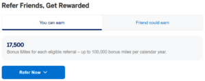 American Express referral bonus offer terms on a Delta credit card.