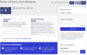 Form for referring a friend for any of your Amex cards