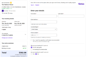 Booking.com hotel booking summary