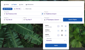 Citi Travel flight search form