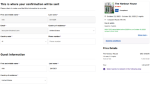 Citi travel portal hotel booking details