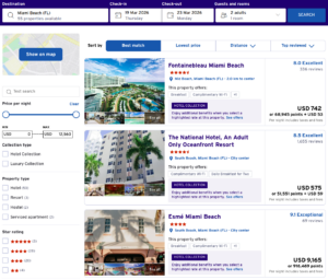 Citi Travel search results showing Hotel Collection properties