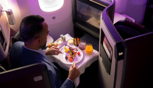 Dining on Qatar Airways Qsuites