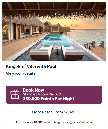 A Hilton free night reward could save you 150,000 points on this King Reef Villa in the Maldives