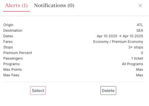 Example of Alert settings within Roame.Travel