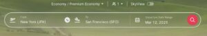 Searching for flights with Roame.Travel