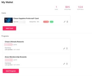 Roame.Travel has wallet feature to hold your loyalty program and credit card inventory information