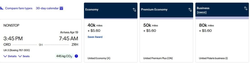 Chicago to Zurich booked through United Airlines.
