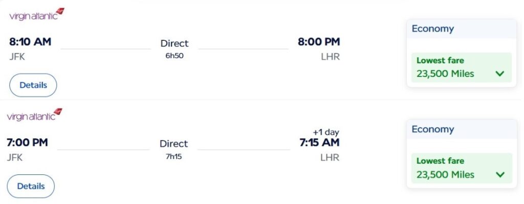 Booking Virgin Atlantic flights with Air France.