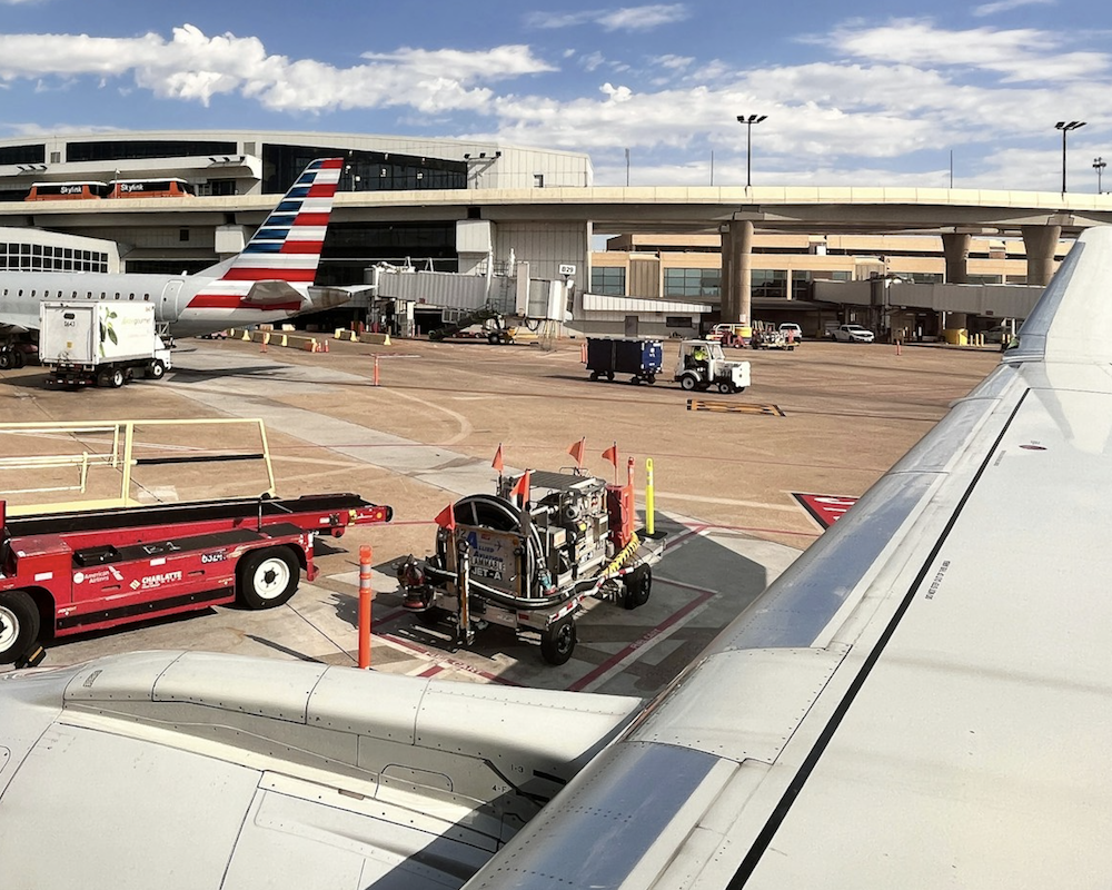 Wide-angle view of an American Airlines terminal at DFW.