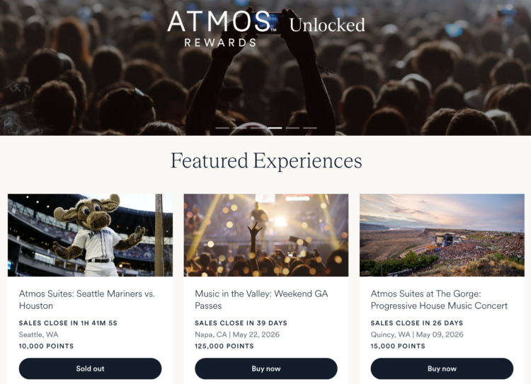 Screenshot of Atmos Rewards Unlocked homepage
