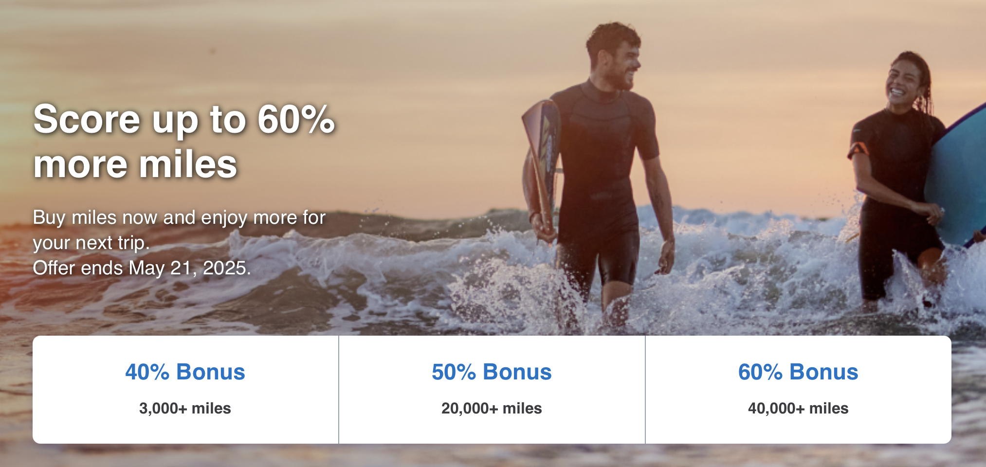 Buy Alaska miles with up to a 60% bonus.