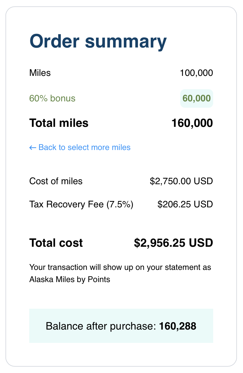 Buy Alaska miles with up to a 60% bonus.