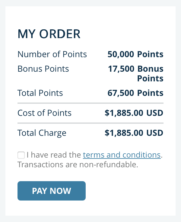 Amtrak buy points receipt