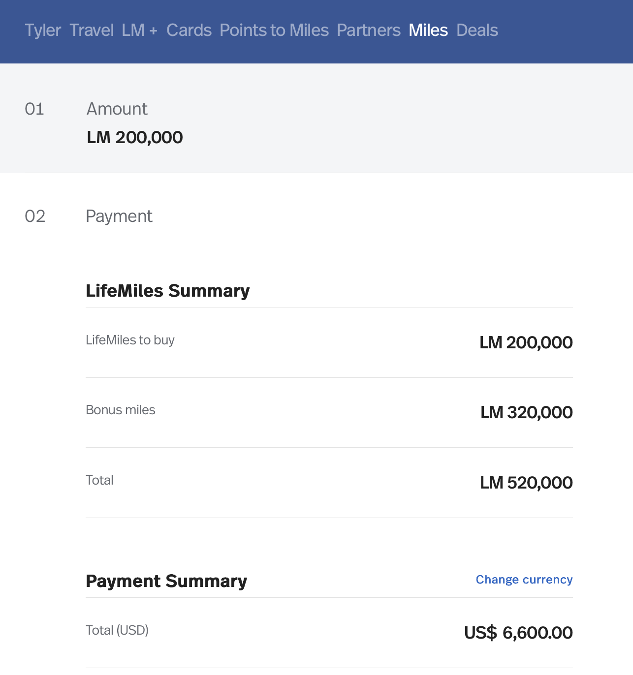 Buy Avianca LifeMiles 2-for-1 - Receipt