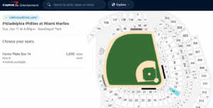 Capital One Cardholder tickets at the Miami Marlins ballpark.