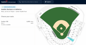 Capital One Cardholder tickets at the Athletics ballpark.
