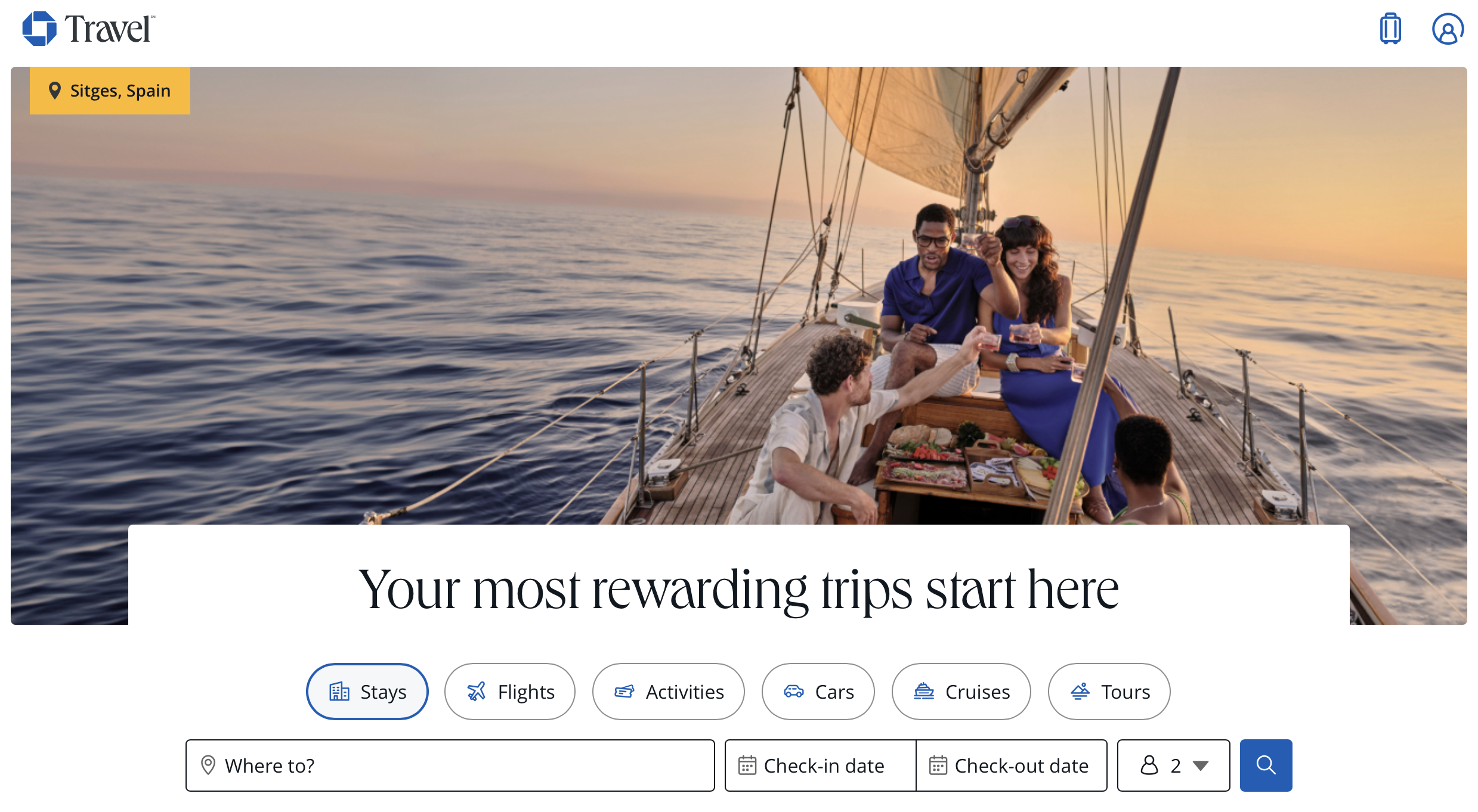 Chase Travel homepage.