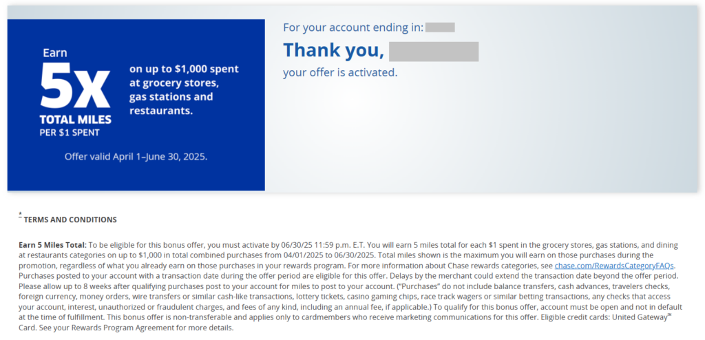 Chase United 5X Q2 25 Promo