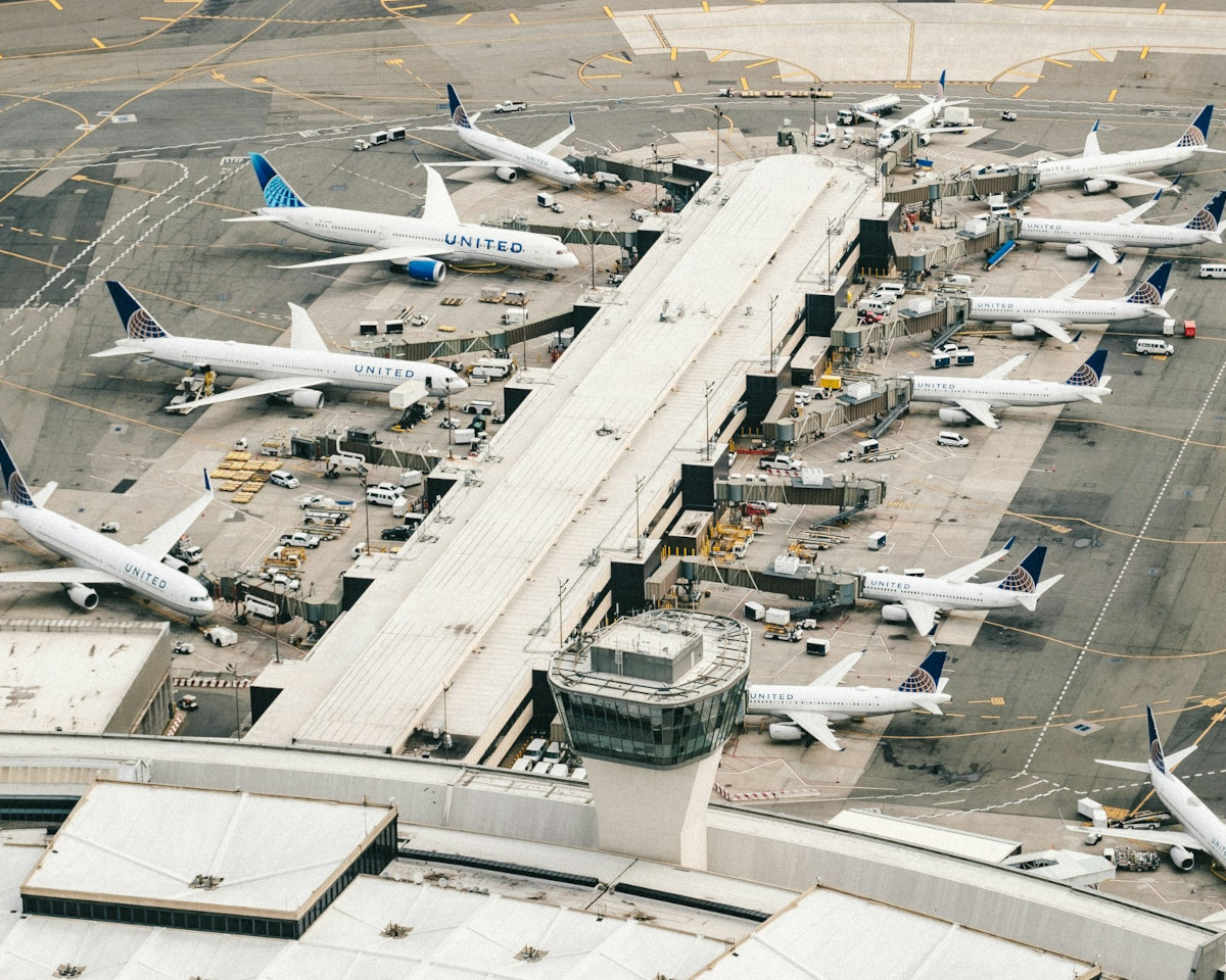 Many United Aircraft at the Gate in an airport-