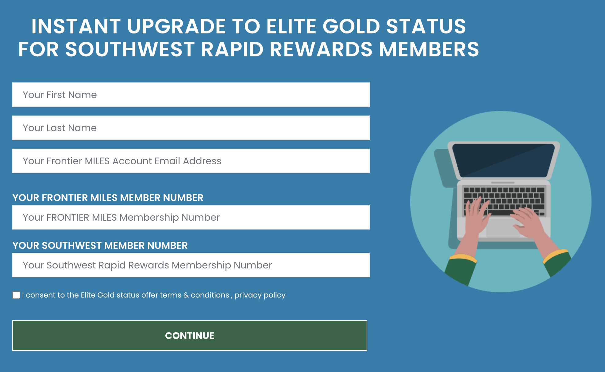 Frontier status match offer for Southwest members.