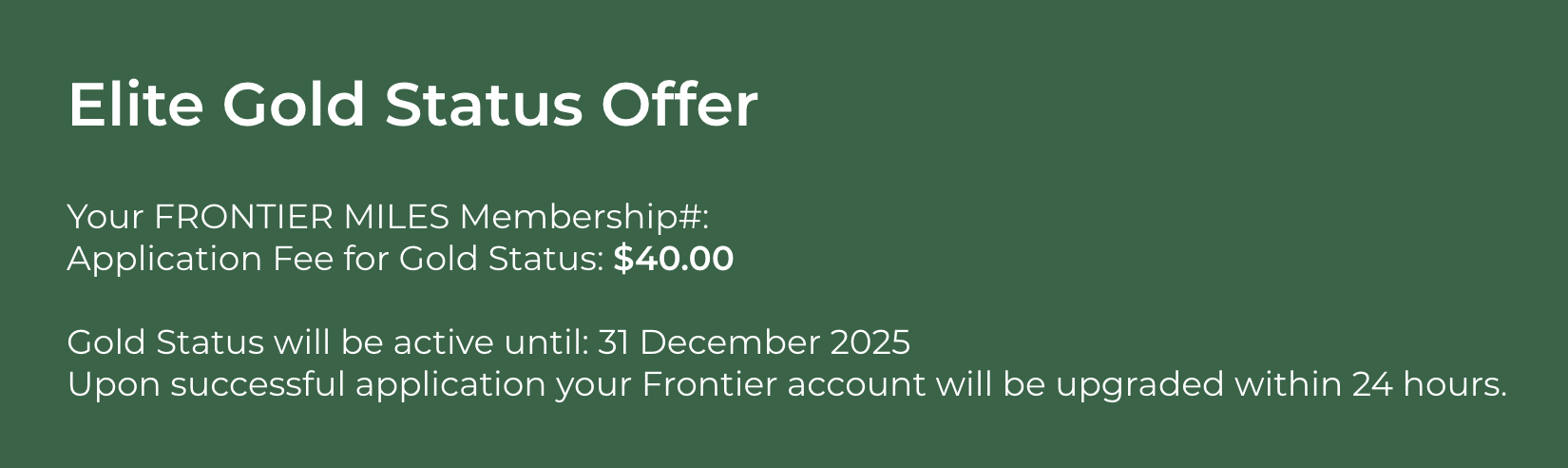 Frontier status match offer for Southwest members.