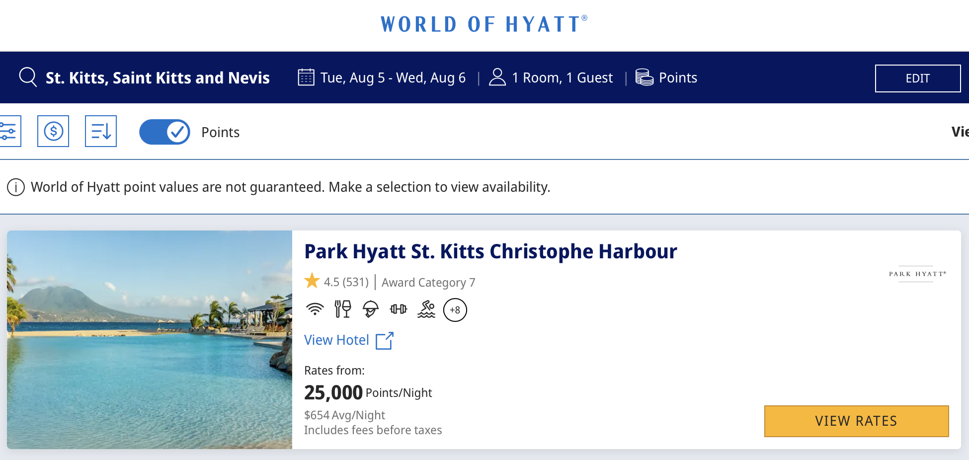Park Hyatt St. Kitts Christophe Harbour redemption.