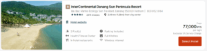 Screenshot showing InterContinental Danang Sun Peninsula Resort reward for 77,000 points per night