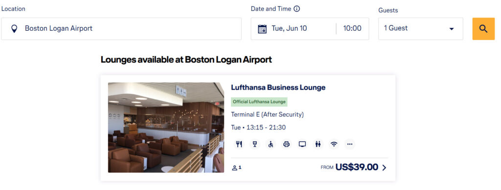 Lufthansa lounge details at airport