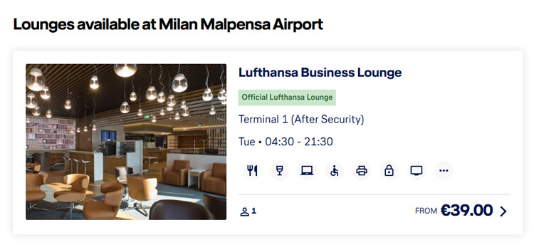 Lufthansa Lounge Access in Milan