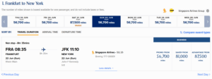 Discounted Singapore Airlines premium economy award between Frankfurt and Singapore