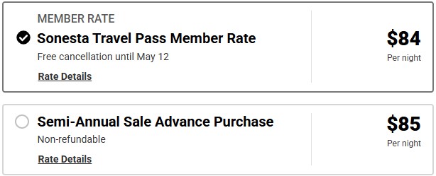 Sonesta Semi-Annual Sale Rates Example