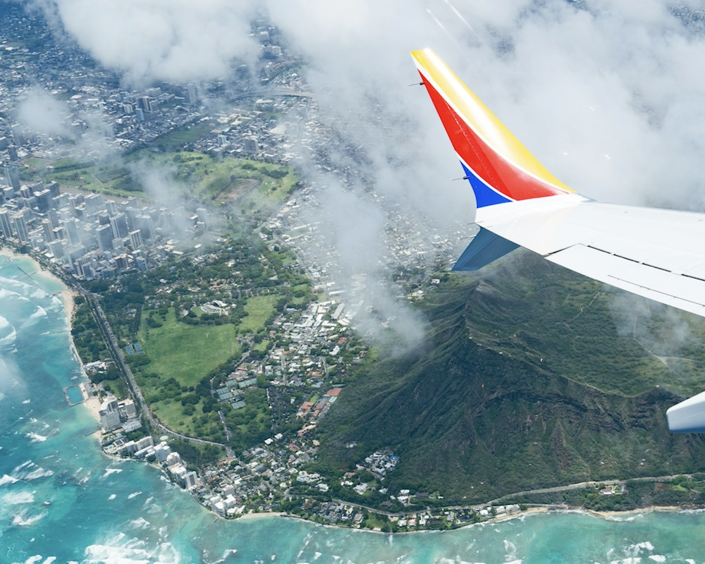 Southwest Airlines 737 winglet over Hawaii.