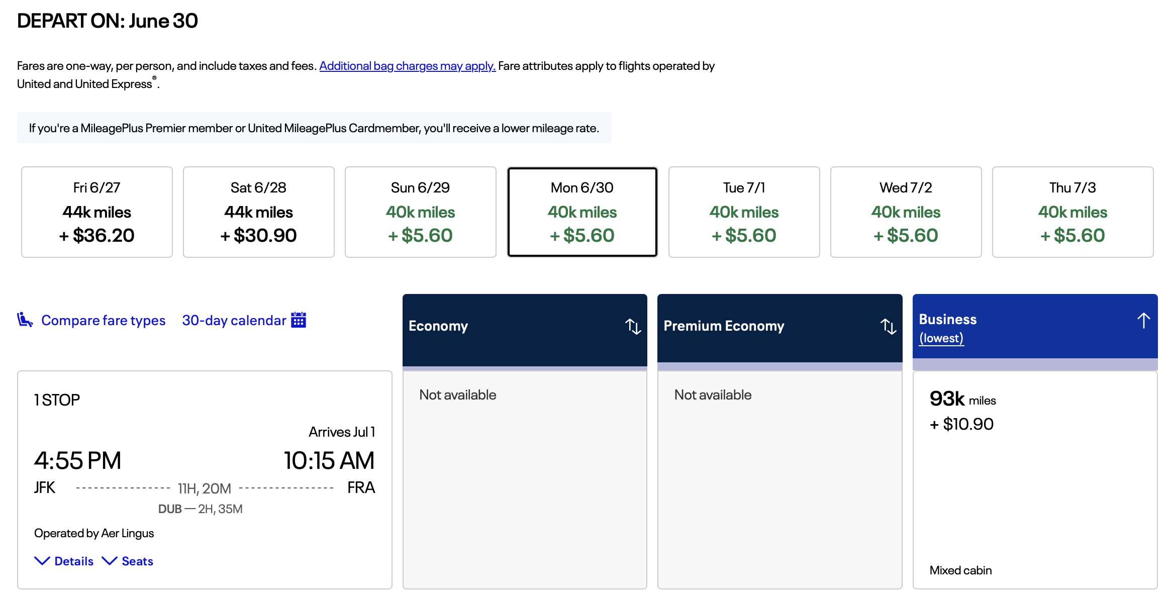 No SQ award from JFK to FRA for US-based travelers.