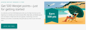 WestJet 500 point new member bonus