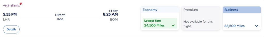 London- Bombay on Virgin booking with Air France.