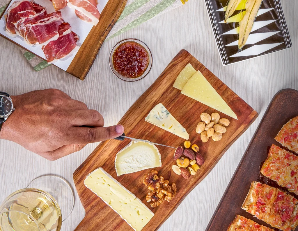 The Capital One Landing lounge at Washington-National serves cheese, meats, and other tapas style food.