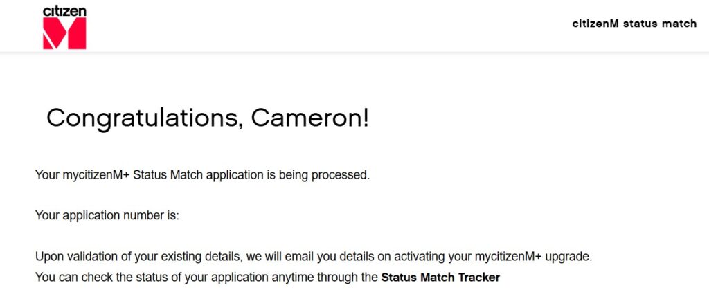 Completed CitizenM status Match