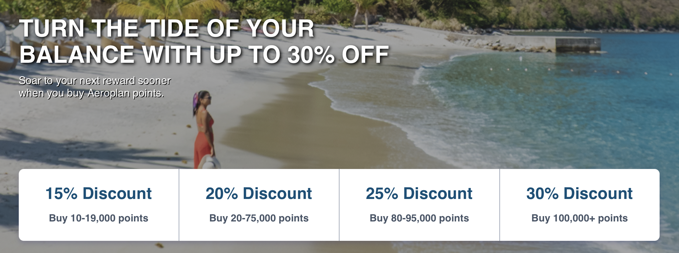 Buy Aeroplan points with a 30% discount.