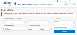 Alaska Companion Fare invalid route error