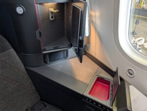 American Airlines Flagship Suite storage compartments on Boeing 787-9P