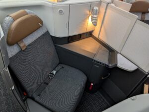 American Airlines Flagship Suite on Boeing 787-9P seat with privacy divider closed