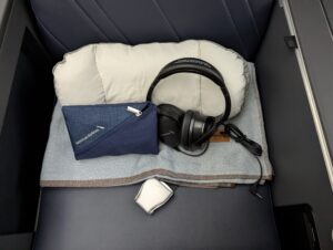 American Airlines Boeing 787-9P premium economy seat with amenities