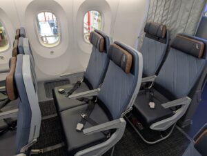 American Airlines Boeing 787-9P economy two-seat rows